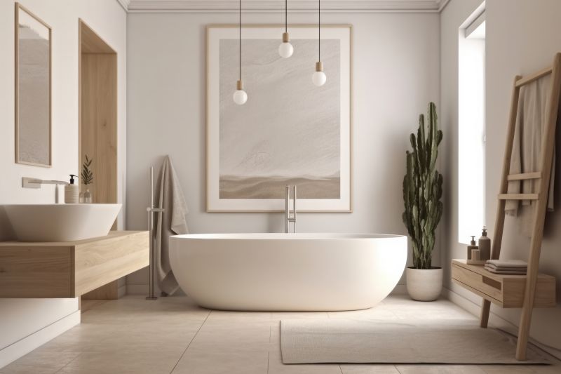 Freestanding Bathtub with Contemporary Fixtures